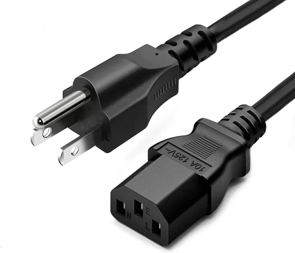 3 prong 1.5mm Black Flat wire Power Cord Cable