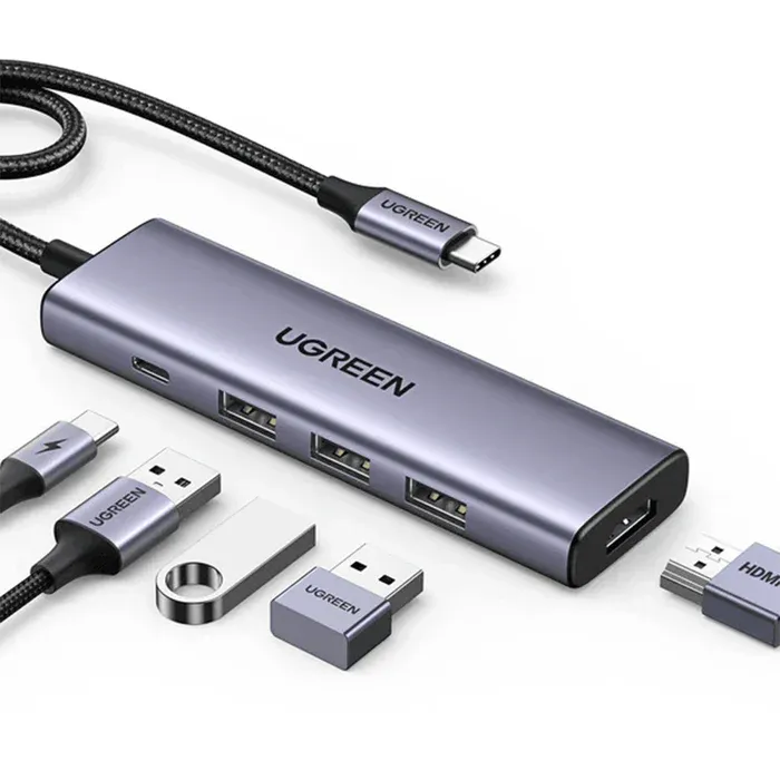 UGreen (CM511/15596) 5-in-1 USB-C Multifunction Adapter Gray