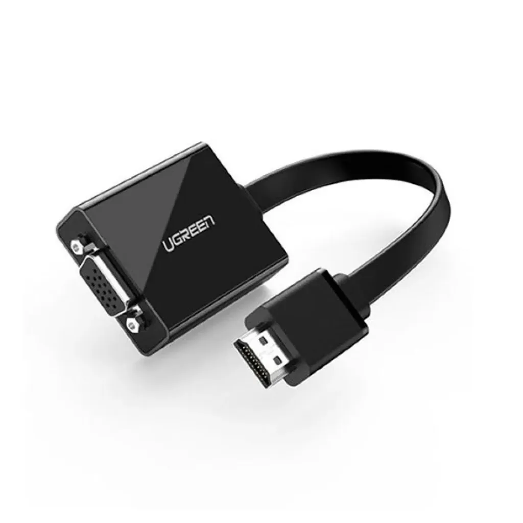 UGreen MM103 40248 25CM HDMI To VGA 3.5mm Audio With Power Port Converter Black
